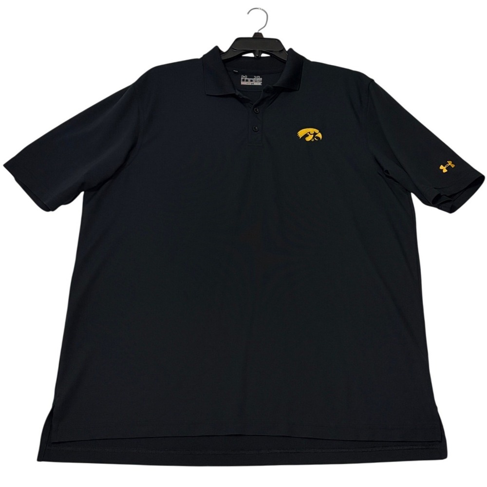 Under Armour Iowa Hawkeyes HeatGear Loose Polo Shirt Black Mens XL